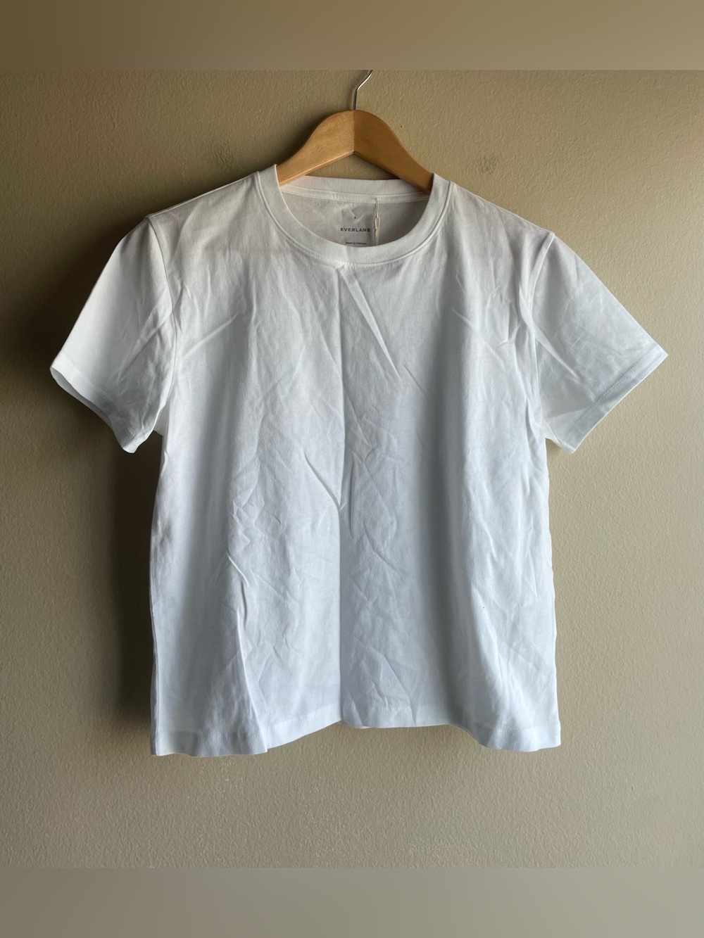 New Everlane Women Box Cut Essential White Short-Sleeve Crew Tee Top Size Small